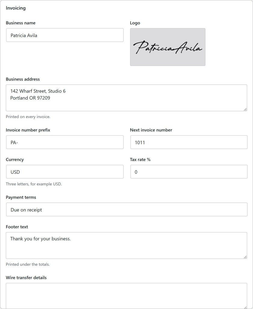 Invoicing