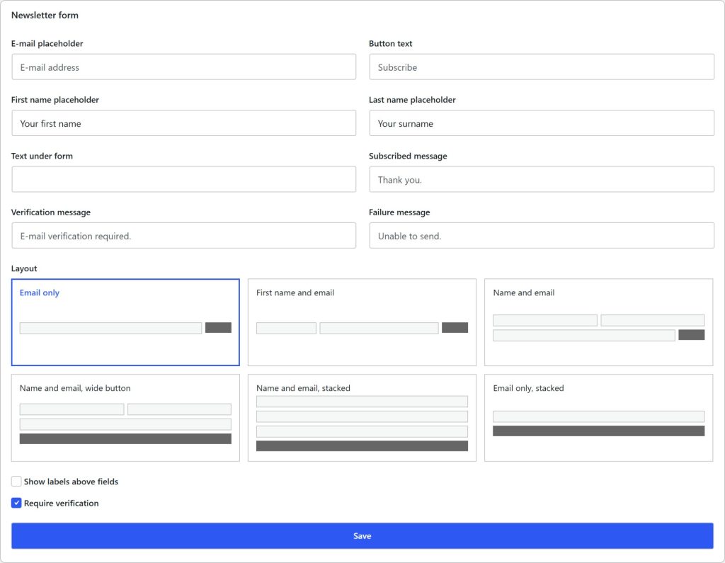 Newsletter form