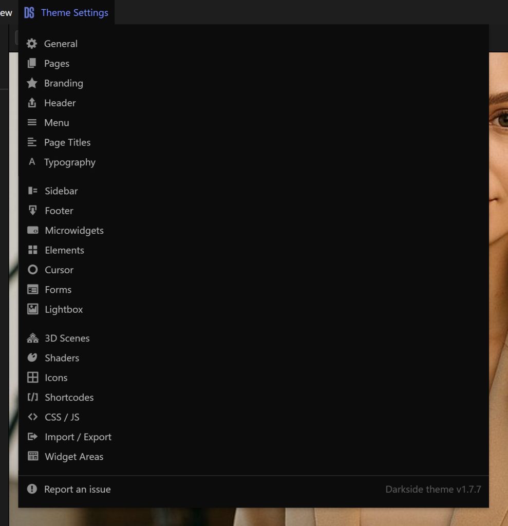 Theme settings